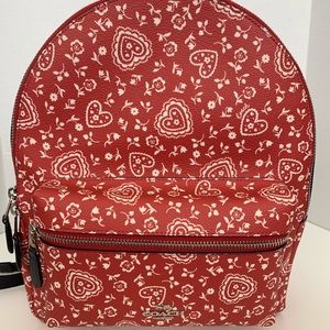 NWT Coach Medium Charlie Lace Hearts Backpack
